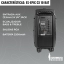CAJA AMPLIFICADA CON BATERÍA DE 10 PULG, 25.000 W, ENGLAND SOUND, ES-EPIC CX10 BAT
