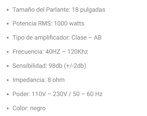 BAJO AMPLIFICADO ES 118W DJ 500RMS