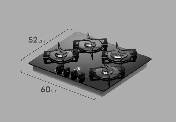 ENCIMERA ELECTROLUX A GAS 4 HORNILLAS VIDRIO TEMPLADO DC60M