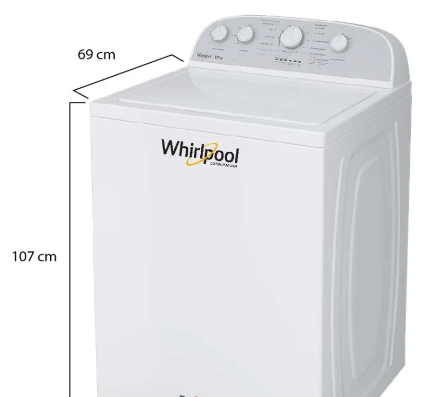 LAVADORA WHIRLPOOL AUTOMATICA PANEL DE PERILLA BLANCA 38 LIBRAS 17KG 7MWTW1700EM