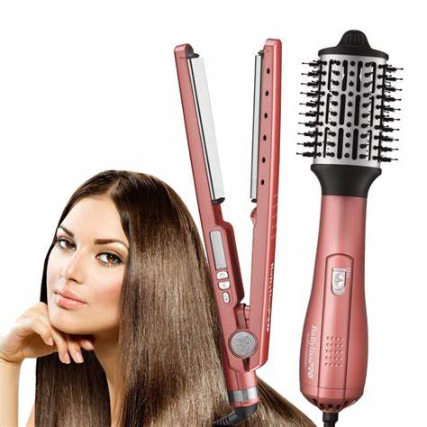 COMBO CEPILLO SECADOR 2.5″ Y PLANCHA IÓNICA 1¼» BABYLISSPRO BNTRGPP44SR ROSE GOLD