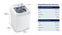 LAVADORA ELECTROLUX BLANCA ESSENTIAL CARE CON AGITADOR 17KG / 38 LIBRAS DIGITAL LB17A