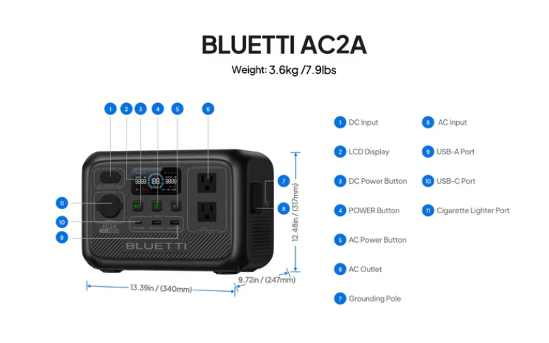 BATERIA PORTABLE BLUETTI AC2A PORTABLE POWER STATION | 300W 204Wh