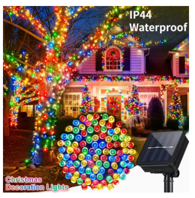 LUCES CON PANEL SOLAR 10 METROS 100 FOCOS MULTICOLOR