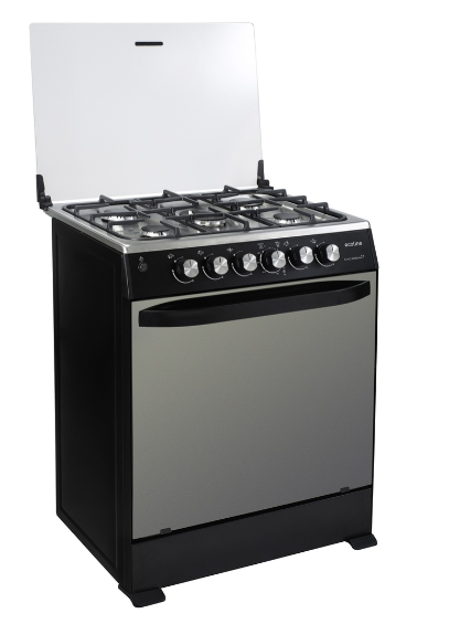 COCINA ECOLINE MACARENA A GAS 5 HORNILLAS + GRILL NEGRO MATE