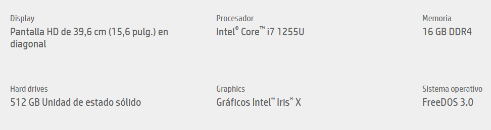 NOTEBOOK HP 15.6&quot; CORE I7 1255U 250 G9 16GB 512GB