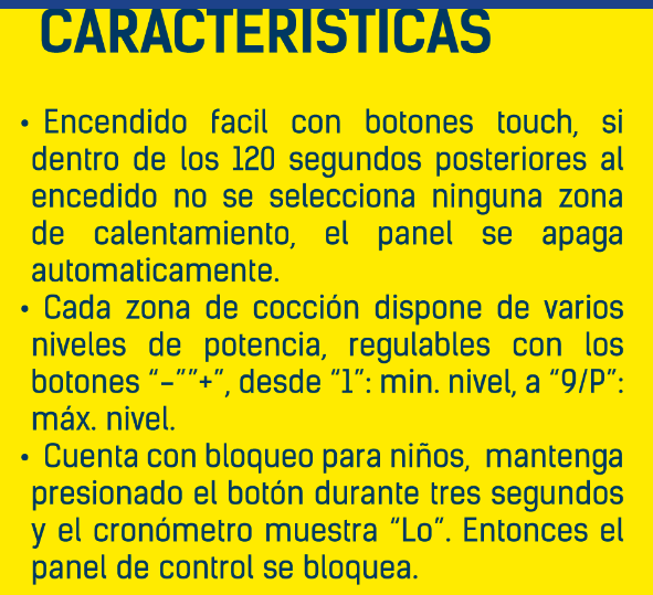 ENCIMERA BP DE INDUCCION MOON 4 ZONAS