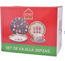 VAJILLA NAVIDEÑA PORCELANA X 20PZ