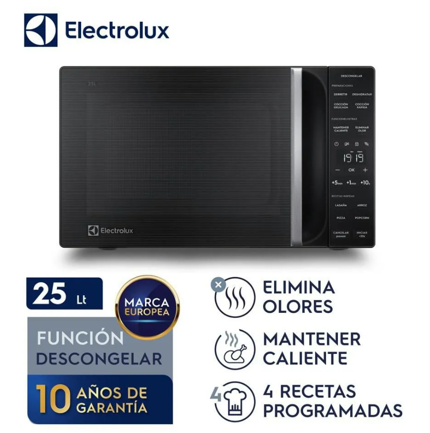 MICROONDAS ELECTROLUX DIGITAL NEGRO 25 LITROS EMDY25S0MXB