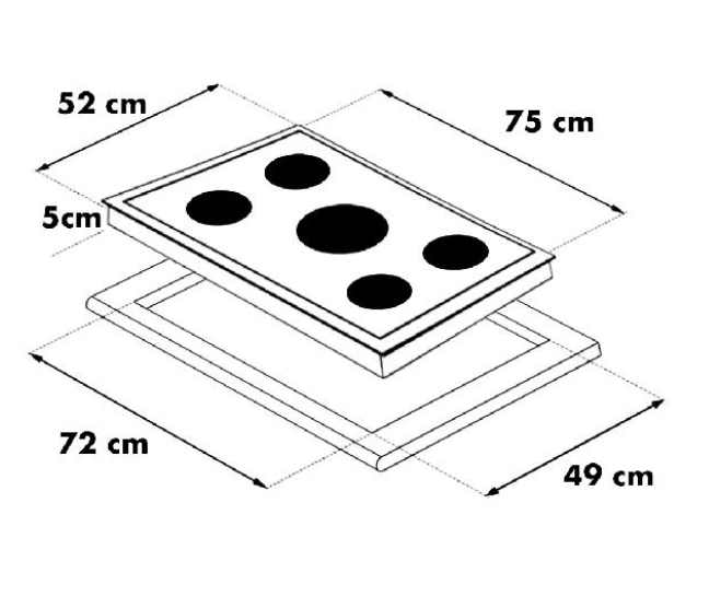 ENCIMERA RCA INDUCCION 5 QUEMADORES XFC705I-B15