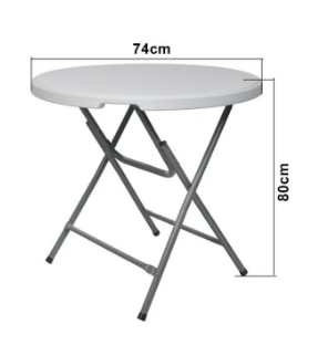 MESA PLEGABLE REDONDA BLANCA 80CM X 74 CM