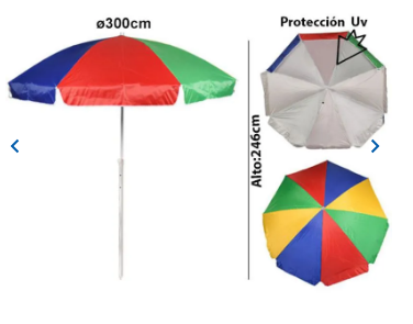 PARASOL NYLON CON PROTECCION UV 3 METROS