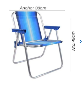 SILLA PLAYERA INFANTIL ALUMINIO 38 CM X 49CM