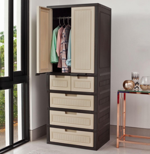 ARMARIO CAJONERA DECO RATAN BEIGE/CAFE