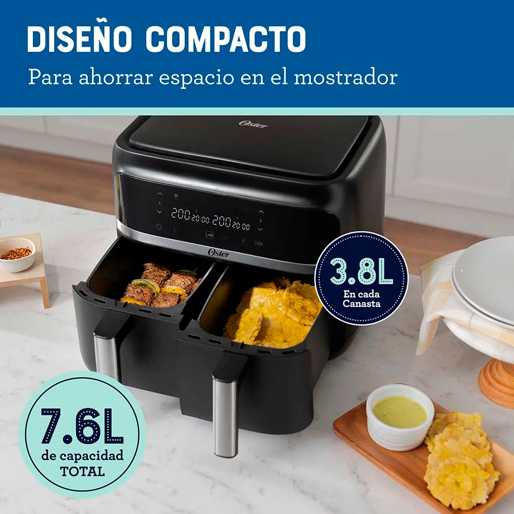 OLLA AIR FRYER OSTER 2 CANASTAS 3.8 L + 3.8 LITROS