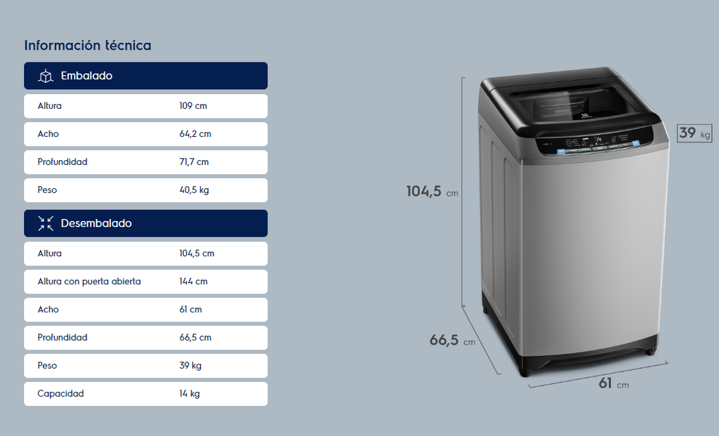 LAVADORA ELECTROLUX ESSENTIAL CARE 14KG 31LIBRAS DIGITAL EWX14F6CSG