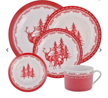 VAJILLA NAVIDEÑA DE PORCELANA X 20PZ