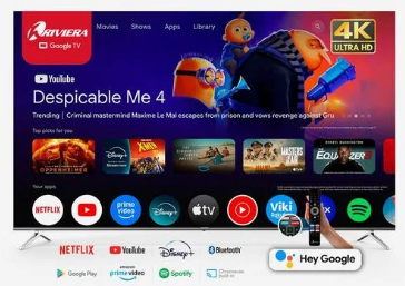 SMART TV RIVIERA LED DE 65" GOOGLE TV FRAME LESS GOOGLE PLAY CONTROL DE VOZ-Netflix-Diseny+-Youtube