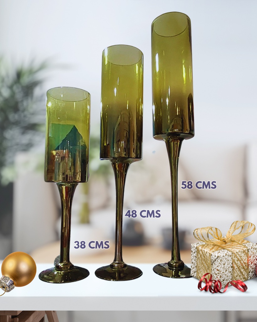 SET CANDELABROS VERDES X3 PZ