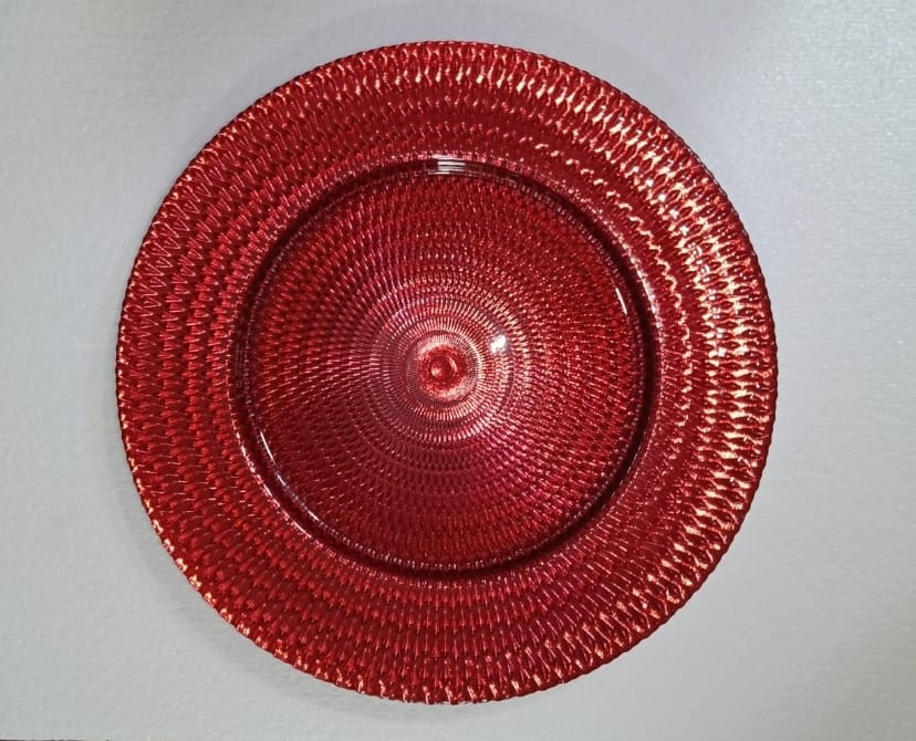 PLATO BASE VIDRIO ROJO 33CM