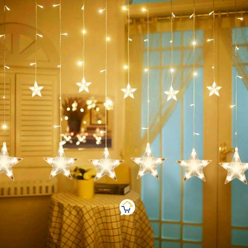 LUCES NAVIDEÑA CASCADA ESTRELLA LUZ CALIDA