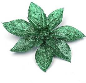 FLOR NAVIDEÑA ESCARCHADA  VERDE MENTA