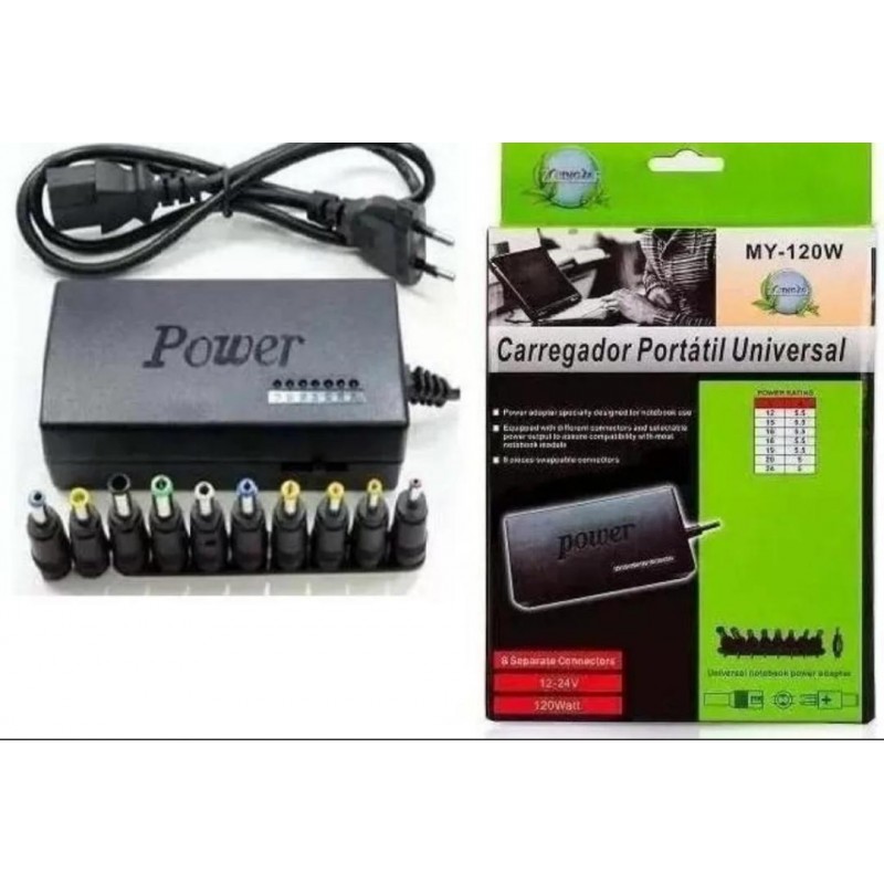 CARGADOR UNIVERSAL PARA LAPTOP 12V A 24V