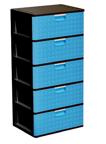 CAJONERA PLASTICA SUPREMA 6 PISOS CELESTE