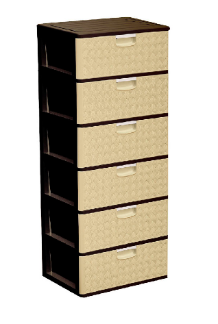 CAJONERA PLASTICA SUPREMA  6 PISOS BEIGE CAFE