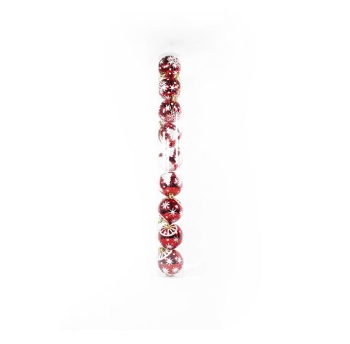 BOLAS NAVIDEÑAS ROJA ESCARCHADA  6CM 9PIEZAS SRC-1011
