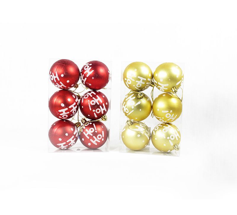 BOLAS NAVIDEÑAS DORADAS Y ROJAS HO HO 6CM SRC-988
