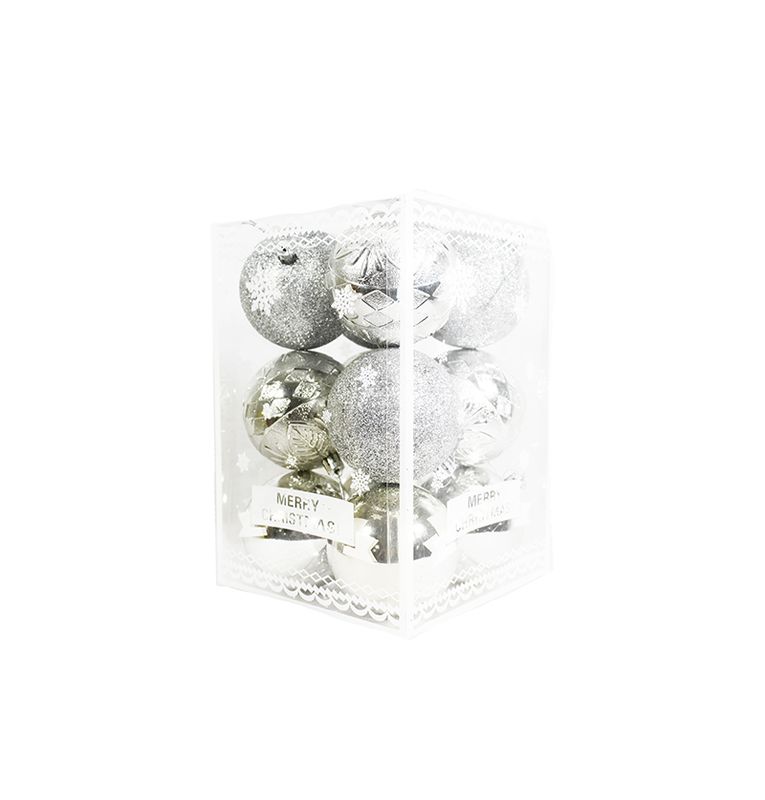 BOLAS NAVIDEÑAS 8CM 12UNIDADES 8ADE12-PLATEADO