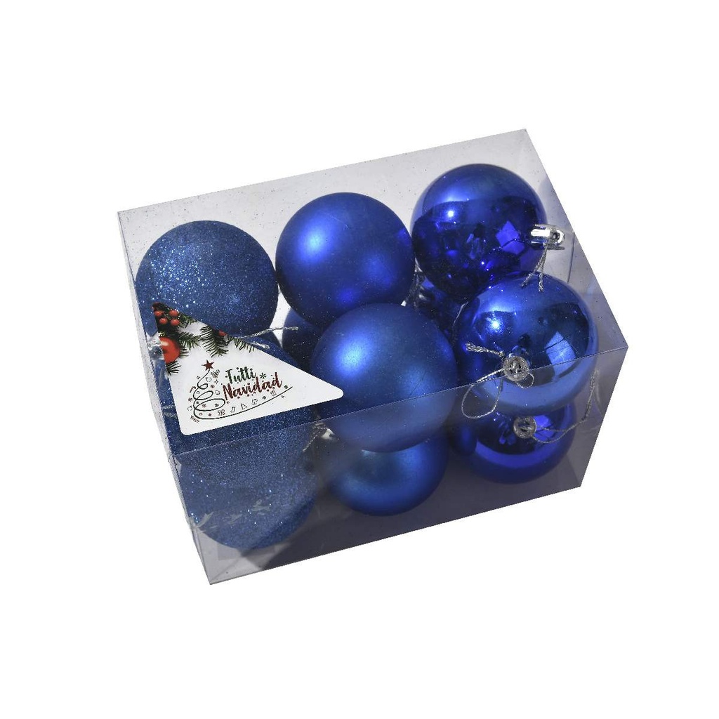 BOLAS NAVIDEÑAS 8CM 12UNIDADES 8ADE12-AZUL