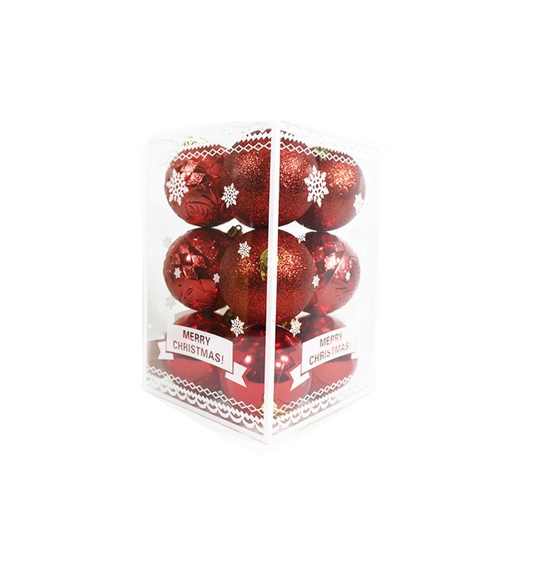 BOLAS NAVIDEÑAS 8CM 12 UNIDADES 8ADE12-ROJO