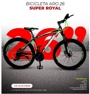 BICICLETA SUPER ROYAL ARO 26