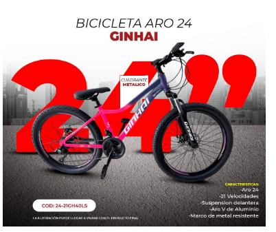 BICICLETA MUJER GINJAI MONTAÑERA  ARO 24