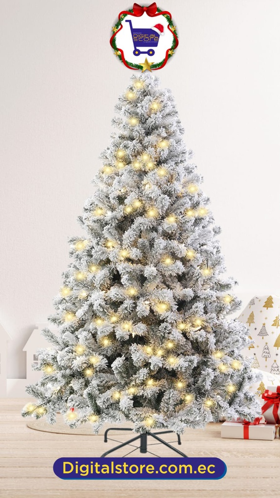 ARBOL DE NAVIDAD NEVADO CON LUCES LED  2.10 METROS