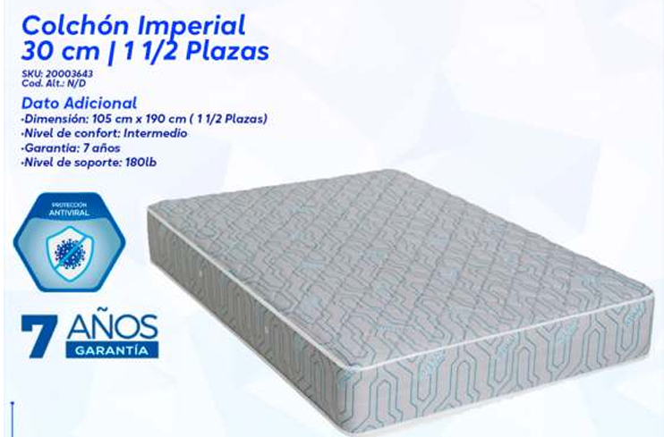 COLCHON CHAIDE IMPERIAL  1 1/2 PLAZAS 30CM