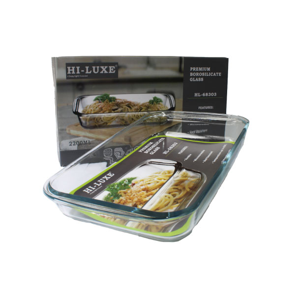 PIREX DE VIDRIO HI LUXE RECTANGULAR 2200ML