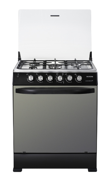 COCINA ECOLINE MACARENA A GAS 5 HORNILLAS + GRILL NEGRO MATE