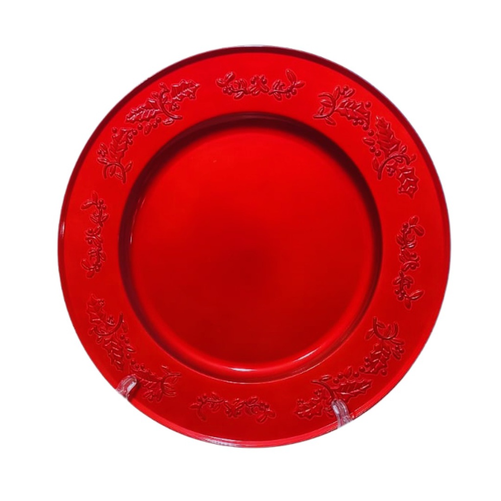 PLATO BASE POLIPROPILENO REDONDO ROJO S07705