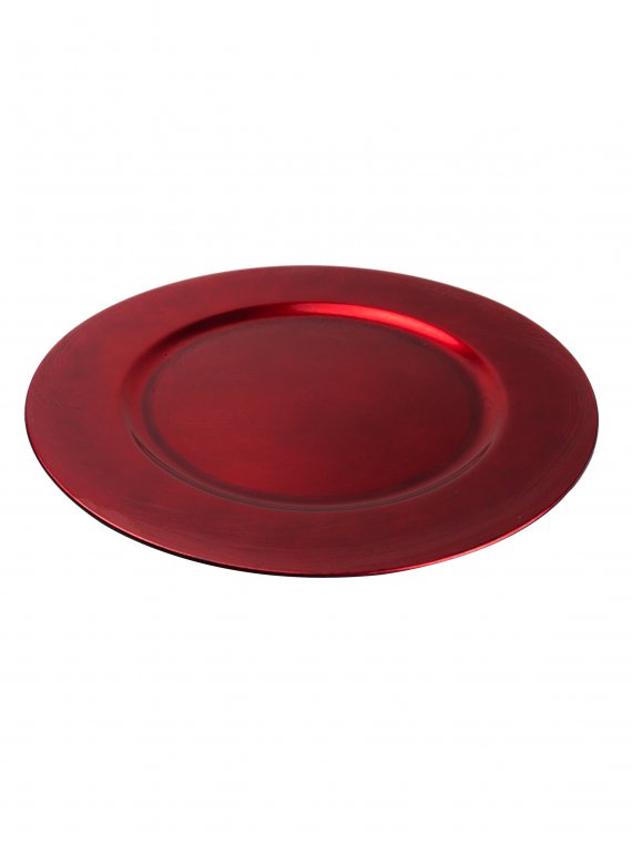 PLATO BASE DE VIDRIO ROJO 32 CM