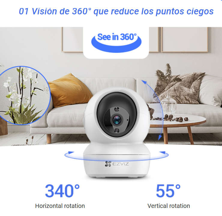 CÁMARA EZVIZ 1080 H6C 3MP CON PANEO E INCLINACIÓN