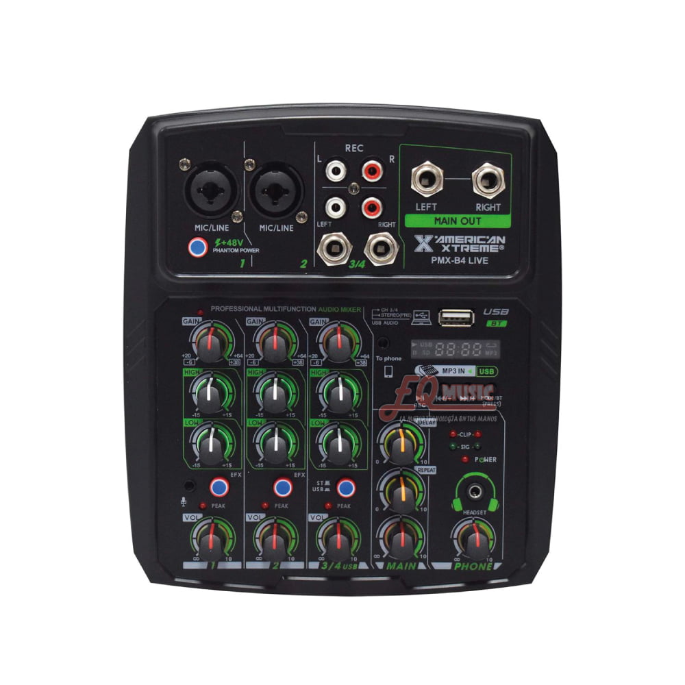 CONSOLA PROFECIONAL AUDIO AMERICAN XTREME 4 CANALES USB PMX-B4