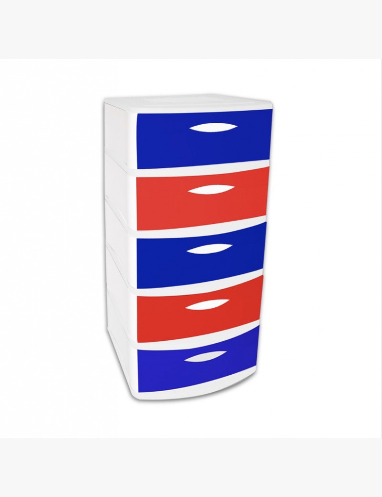 CAJONERA PLASTICA COLORINCHE 5 PISOS ROJO/AZUL