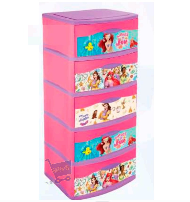 CAJONERA PLASTICA DISNEY PRINCESAS ROSADO 5 PISOS