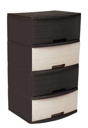CAJONERA PLASTICA MADEIRA GLAMOUR 4 PISOS CAFE/BEIGE