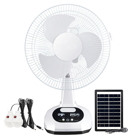 VENTILADOR RECARGABLE JMD 12&quot; SOLAR FAN CON FOCOS