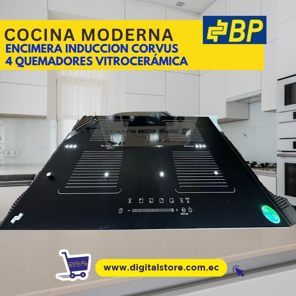 ENCIMERA BP INDUCCION CORVUS VITROCERAMICA 4 HORNILLAS