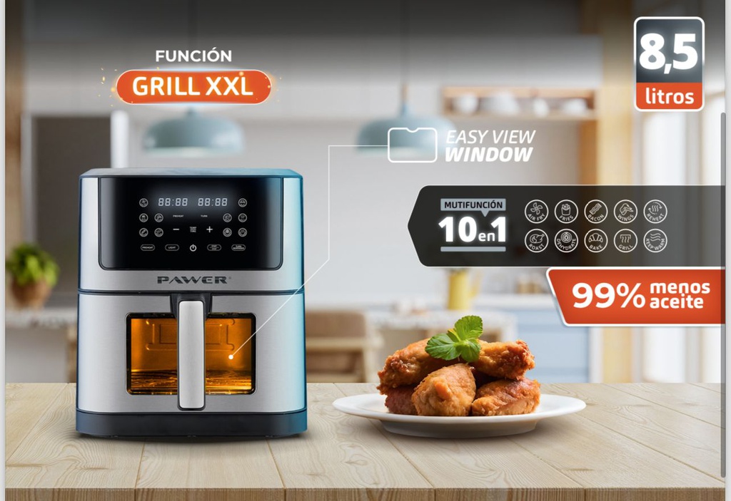 OLLA AIR FRYER PAWER 8.5 LITROS DIGITAL CON GRILL